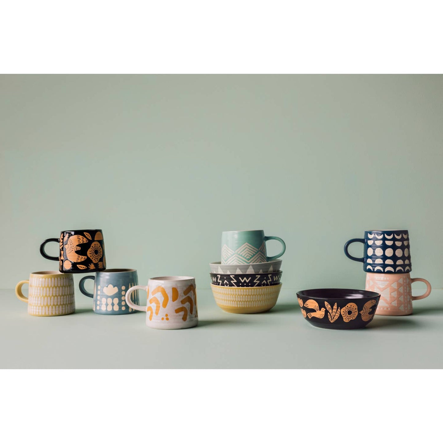 Danica Studio Echo Imprint Stoneware Mugs 12 oz