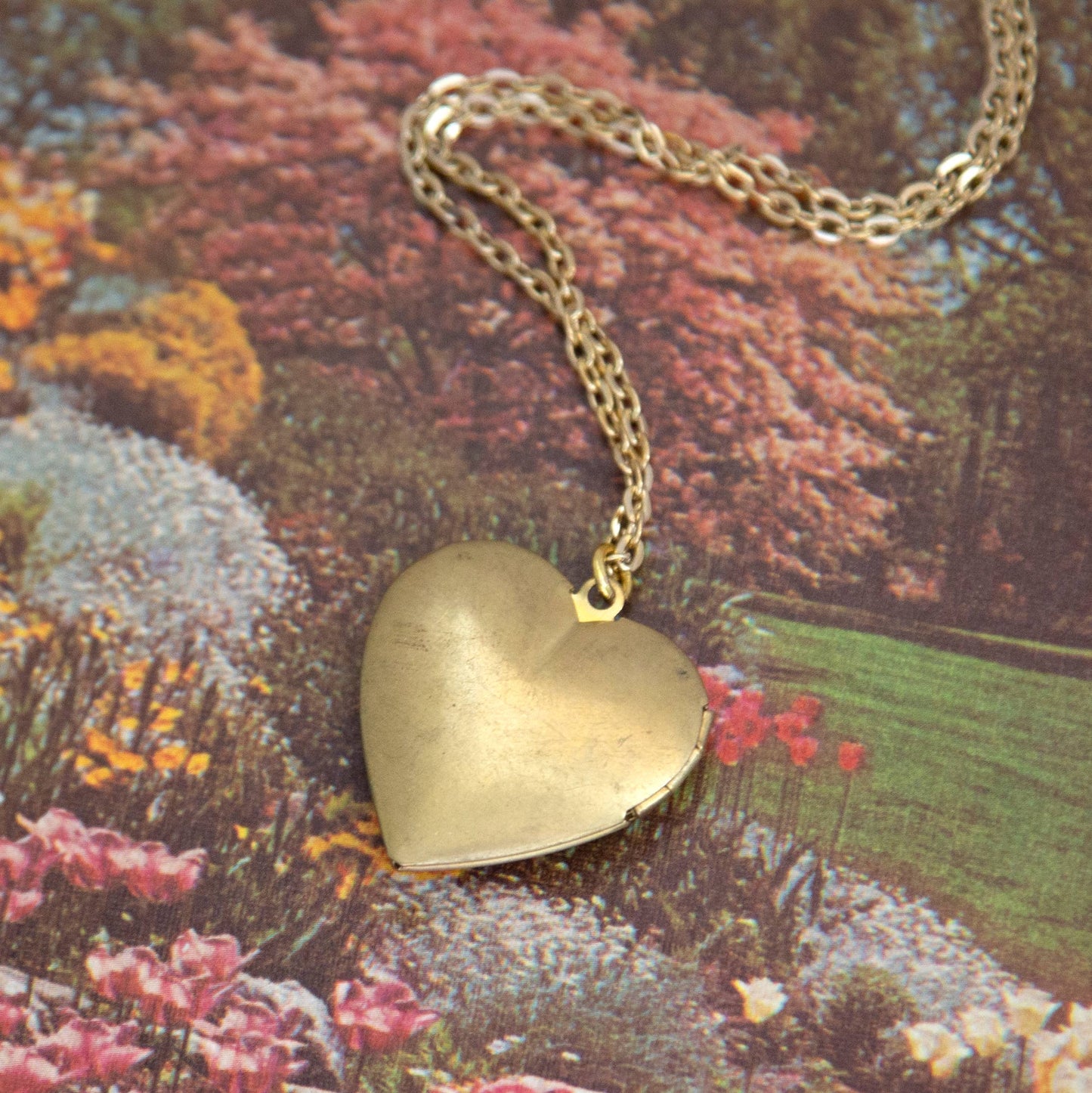 Vintage Rose Heart Locket Necklace